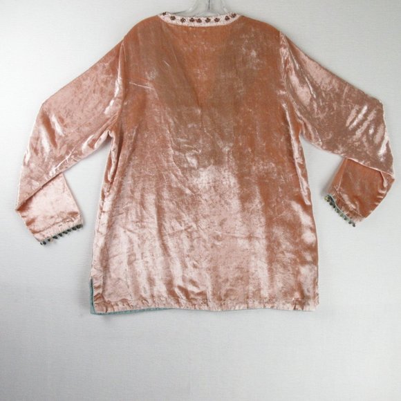 Soft Surroundings Peach Velvet Embellished Tunic Size XL Beaded - Picture 2 of 11